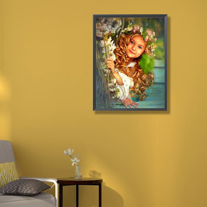 Little Girl Under A Branch 50*60CM(Canvas) Full Round Drill Diamond Painting