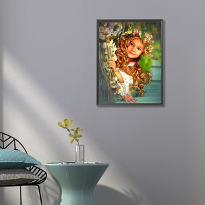 Little Girl Under A Branch 50*60CM(Canvas) Full Round Drill Diamond Painting