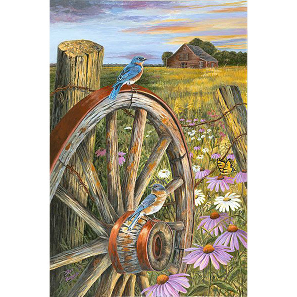 Wooden Cartwheel 40*60CM(Canvas) Full Round Drill Diamond Painting