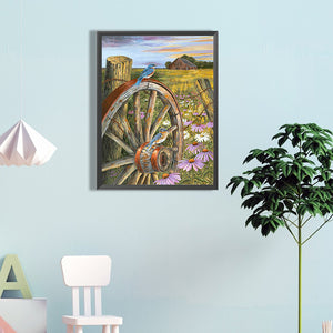 Wooden Cartwheel 40*60CM(Canvas) Full Round Drill Diamond Painting