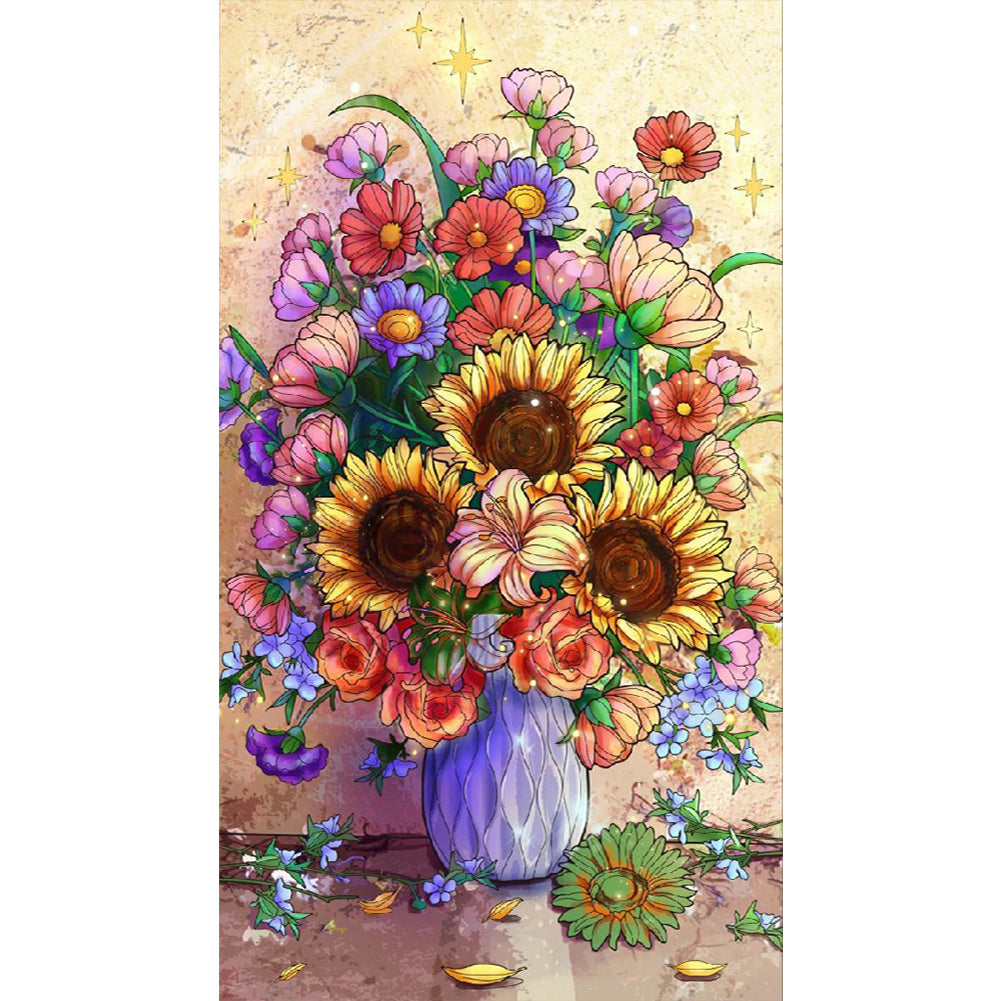 Bouquet In A Vase 45*80CM(Canvas) Full Round Drill Diamond Painting