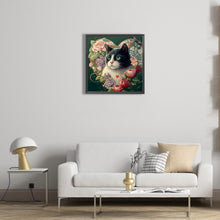 Load image into Gallery viewer, Heart-Shaped Cat With Flowers 40*40CM(Canvas) Full Round Drill Diamond Painting
