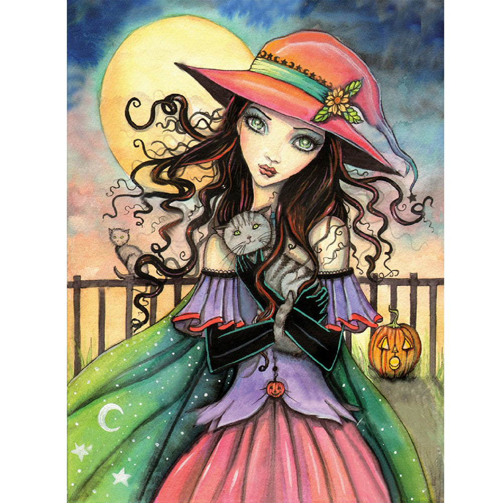 Gothic Girl 30*40CM(Canvas) Full Round Drill Diamond Painting