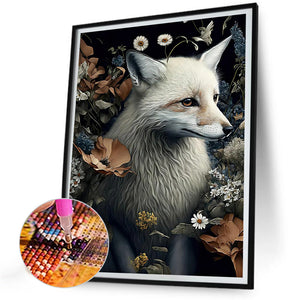Fox With Flowers 30*40CM(Canvas) Full Round Drill Diamond Painting