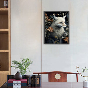Fox With Flowers 30*40CM(Canvas) Full Round Drill Diamond Painting