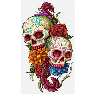 Flowers And Skulls 40*70CM(Canvas) Full Round Drill Diamond Painting