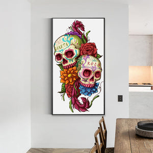 Flowers And Skulls 40*70CM(Canvas) Full Round Drill Diamond Painting