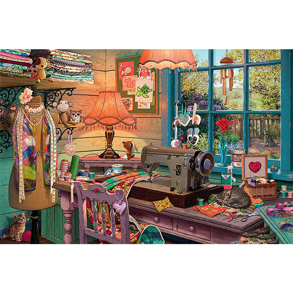 Huancan - Sewing Room - 60*40CM 11CT 3 Stamped Cross Stitch