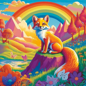 Huancan - Colorful Animals - Fox - 50*50CM 11CT 3 Stamped Cross Stitch