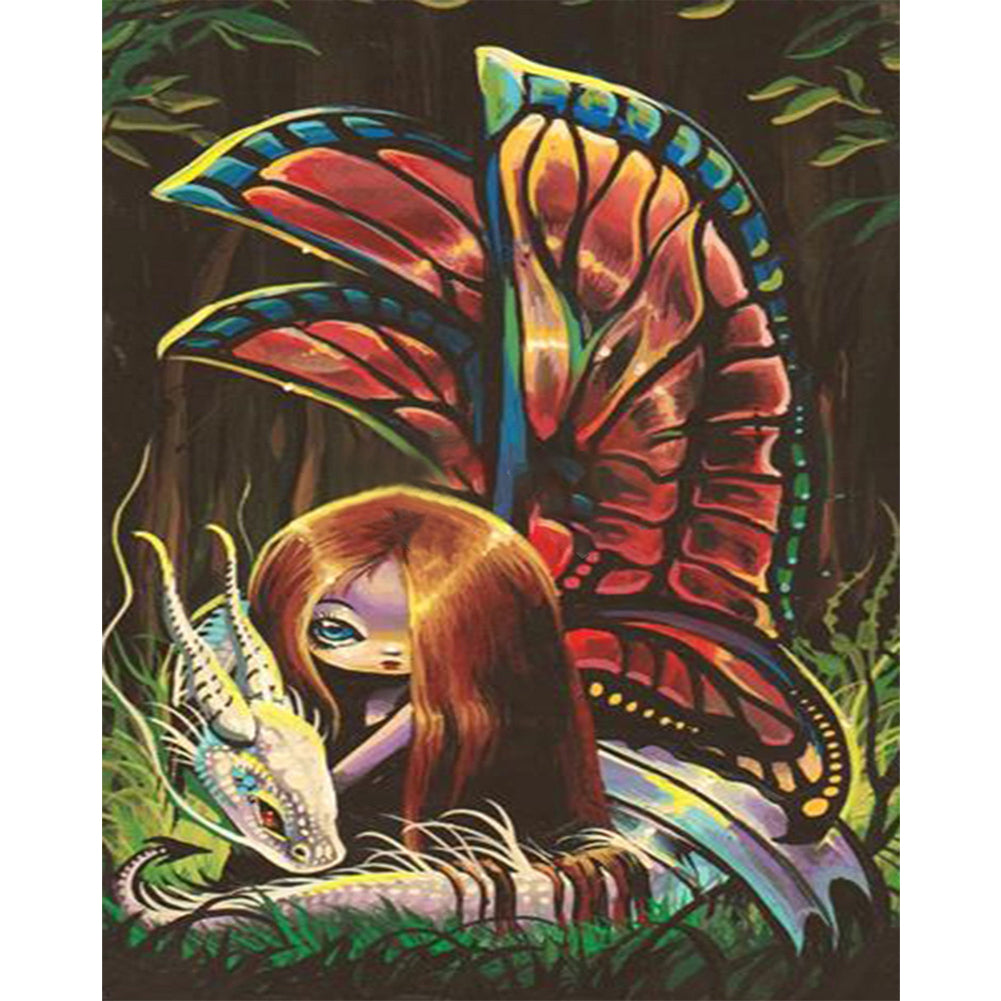 Yishu - Butterfly Girl - 40*53CM 11CT 3 Stamped Cross Stitch