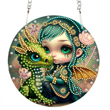 Load image into Gallery viewer, Acrylic Single-Sided 5D DIY Diamond Painting Hanging Pendant (Dragon and Girl)

