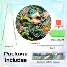 Load image into Gallery viewer, Acrylic Single-Sided 5D DIY Diamond Painting Hanging Pendant (Dragon and Girl)
