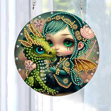 Load image into Gallery viewer, Acrylic Single-Sided 5D DIY Diamond Painting Hanging Pendant (Dragon and Girl)
