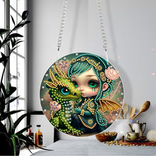 Load image into Gallery viewer, Acrylic Single-Sided 5D DIY Diamond Painting Hanging Pendant (Dragon and Girl)
