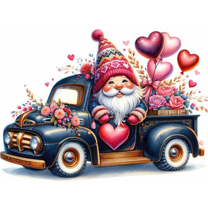 Gnome On Valentine'S Day Float 40*30CM(Canvas) Full Round Drill Diamond Painting