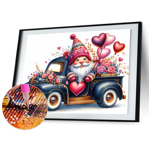 Gnome On Valentine'S Day Float 40*30CM(Canvas) Full Round Drill Diamond Painting