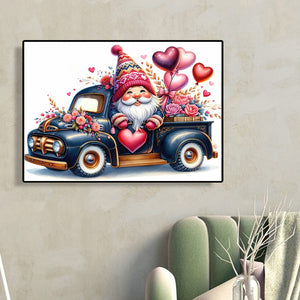 Gnome On Valentine'S Day Float 40*30CM(Canvas) Full Round Drill Diamond Painting