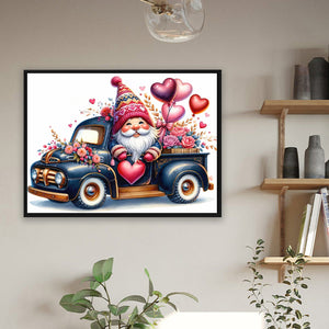 Gnome On Valentine'S Day Float 40*30CM(Canvas) Full Round Drill Diamond Painting