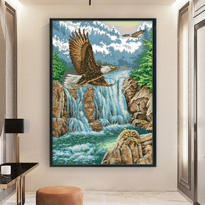 Yishu - Waterfall Eagle - 50*70CM 11CT 3 Stamped Cross Stitch