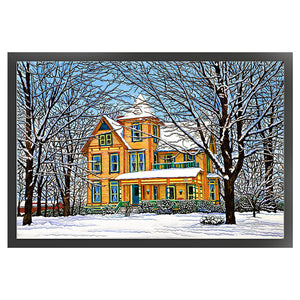 Yishu - Snow Cabin - 70*50CM 11CT 3 Stamped Cross Stitch