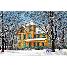 Load image into Gallery viewer, Yishu - Snow Cabin - 70*50CM 11CT 3 Stamped Cross Stitch
