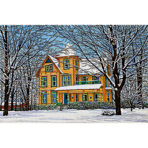 Yishu - Snow Cabin - 70*50CM 11CT 3 Stamped Cross Stitch