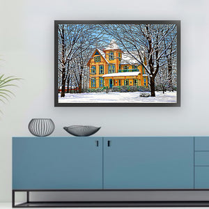 Yishu - Snow Cabin - 70*50CM 11CT 3 Stamped Cross Stitch