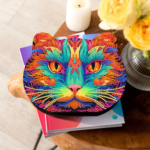 Wood Diamond Painting Jewelry Box Kit for Rings Necklace Organizer (Cat Head)