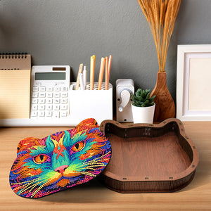 Wood Diamond Painting Jewelry Box Kit for Rings Necklace Organizer (Cat Head)