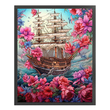 Load image into Gallery viewer, Huancan - Boat And Flowers - 40*50CM 16CT 2 Stamped Cross Stitch
