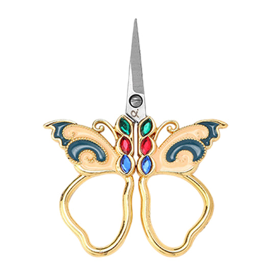 Vintage Butterfly Shape Embroidery Scissors 10.9x5.9CM | Gold Blue Pink Craft Scissor for Cross Stitch