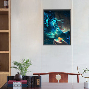 Beauty And The Tiger 40*55CM(Picture) Full Round Drill Diamond Painting