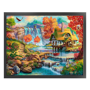 Huancan - House By The Water In The Mountains - 60*50CM 16CT 2 Stamped Cross Stitch