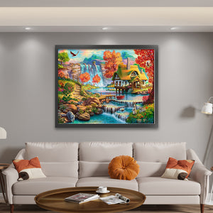Huancan - House By The Water In The Mountains - 60*50CM 16CT 2 Stamped Cross Stitch