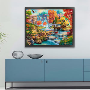 Huancan - House By The Water In The Mountains - 60*50CM 16CT 2 Stamped Cross Stitch
