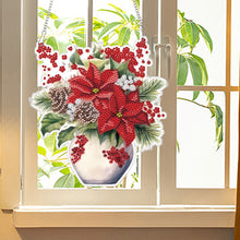 Load image into Gallery viewer, Acrylic Christmas Bouquet Single-Sided Diamond Painting Hanging Pendant 20x25cm
