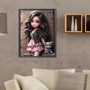 Girl With Curly Hair And Big Eyes 30*40CM(Canvas) Full Round Drill Diamond Painting
