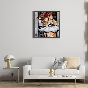 Ice Cream Girl 45*45CM(Canvas) Full Round Drill Diamond Painting