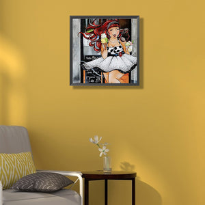 Ice Cream Girl 45*45CM(Canvas) Full Round Drill Diamond Painting