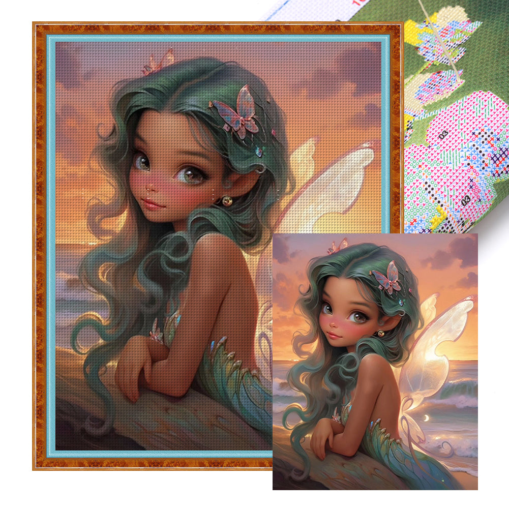Yishu - Flower Fairy Girl - 50*60CM 11CT 3 Stamped Cross Stitch