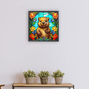 Beaver Glass Painting 30*30CM(Canvas) Full Round Drill Diamond Painting