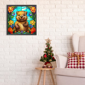 Beaver Glass Painting 30*30CM(Canvas) Full Round Drill Diamond Painting