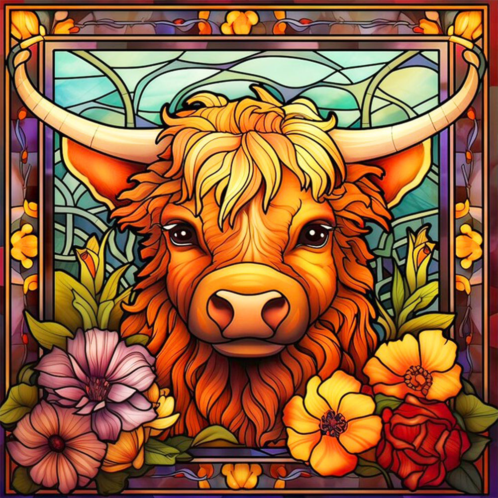 Yak Glass Painting 30*30CM(Canvas) Full Round Drill Diamond Painting