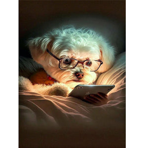 Reading Puppy 30*40CM(Canvas) Full Square Drill Diamond Painting