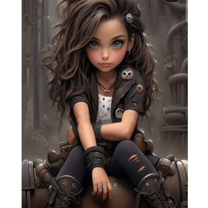 Sweet And Cool Girl 40*50CM(Canvas) Full Round Drill Diamond Painting