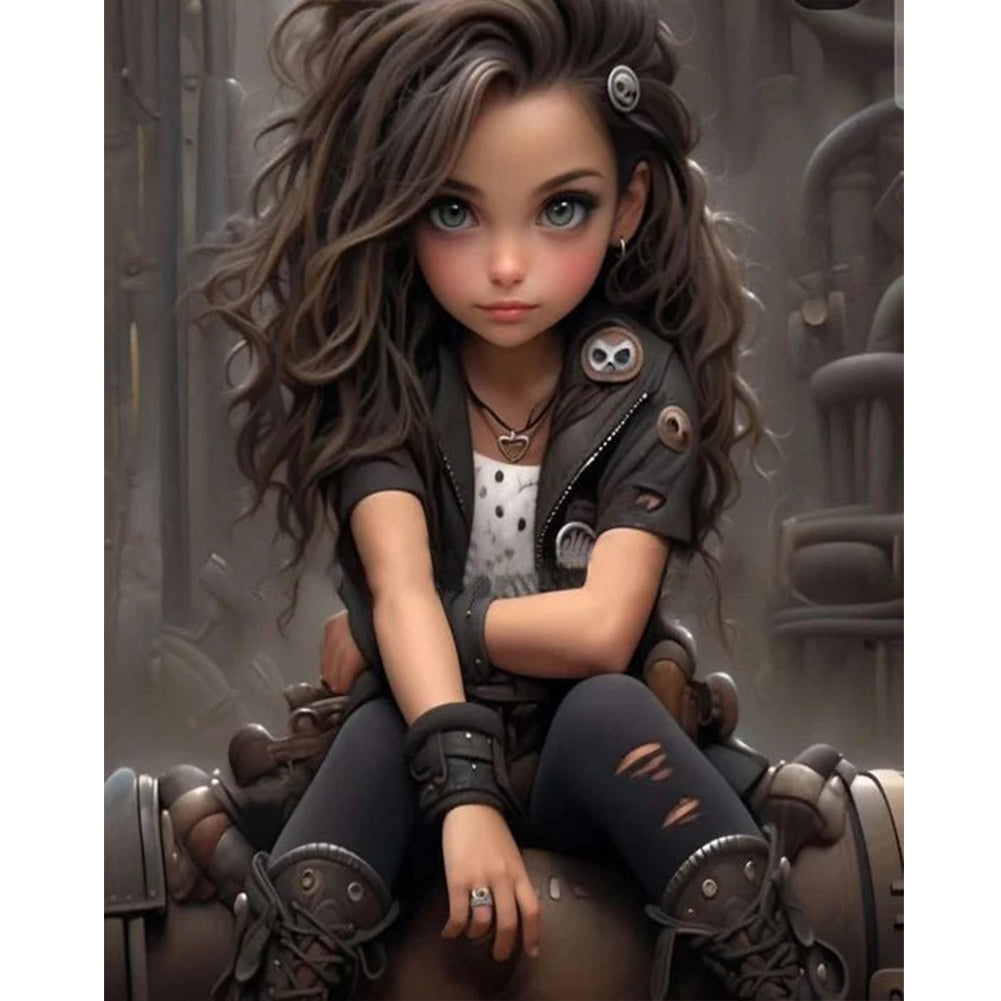 Sweet And Cool Girl 40*50CM(Canvas) Full Round Drill Diamond Painting