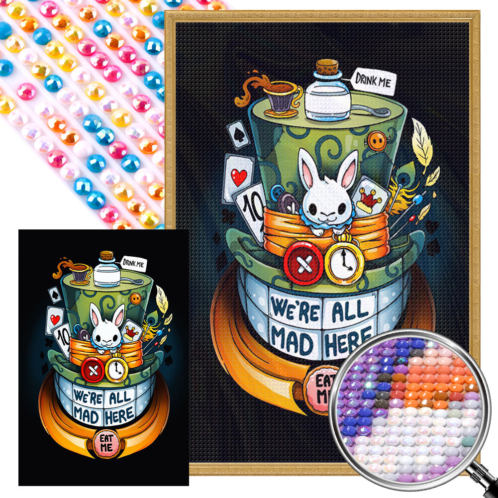 White Rabbit And The Mad Hatter 40*60CM(Picture) Full Round Drill Diamond Painting