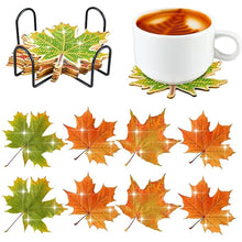 Load image into Gallery viewer, 8 Pcs Acrylic Diamond Painting Coasters Kits with Holder Cork Pads (Maple Leaf)
