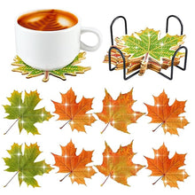 Load image into Gallery viewer, 8 Pcs Acrylic Diamond Painting Coasters Kits with Holder Cork Pads (Maple Leaf)
