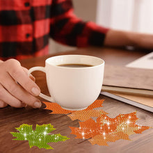 Load image into Gallery viewer, 8 Pcs Acrylic Diamond Painting Coasters Kits with Holder Cork Pads (Maple Leaf)
